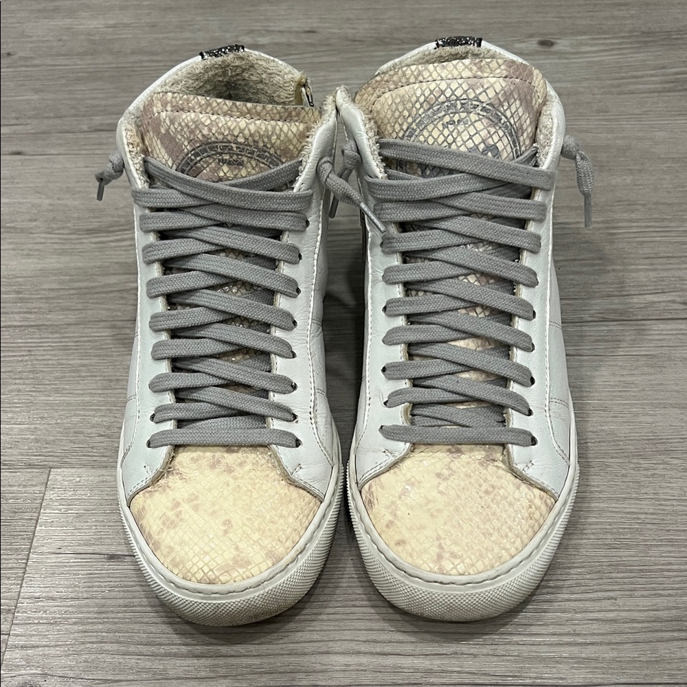 P448 Women's High-Top Sneakers in Cream and Gray